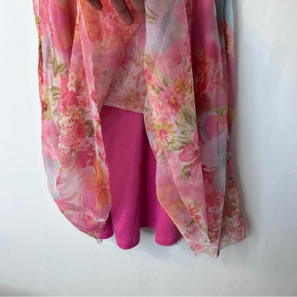 Bonnie Jean Vibrant Floral Dress Pink Multi Color Size 2 Spaghetti Straps Size 8 - Picture 12 of 17